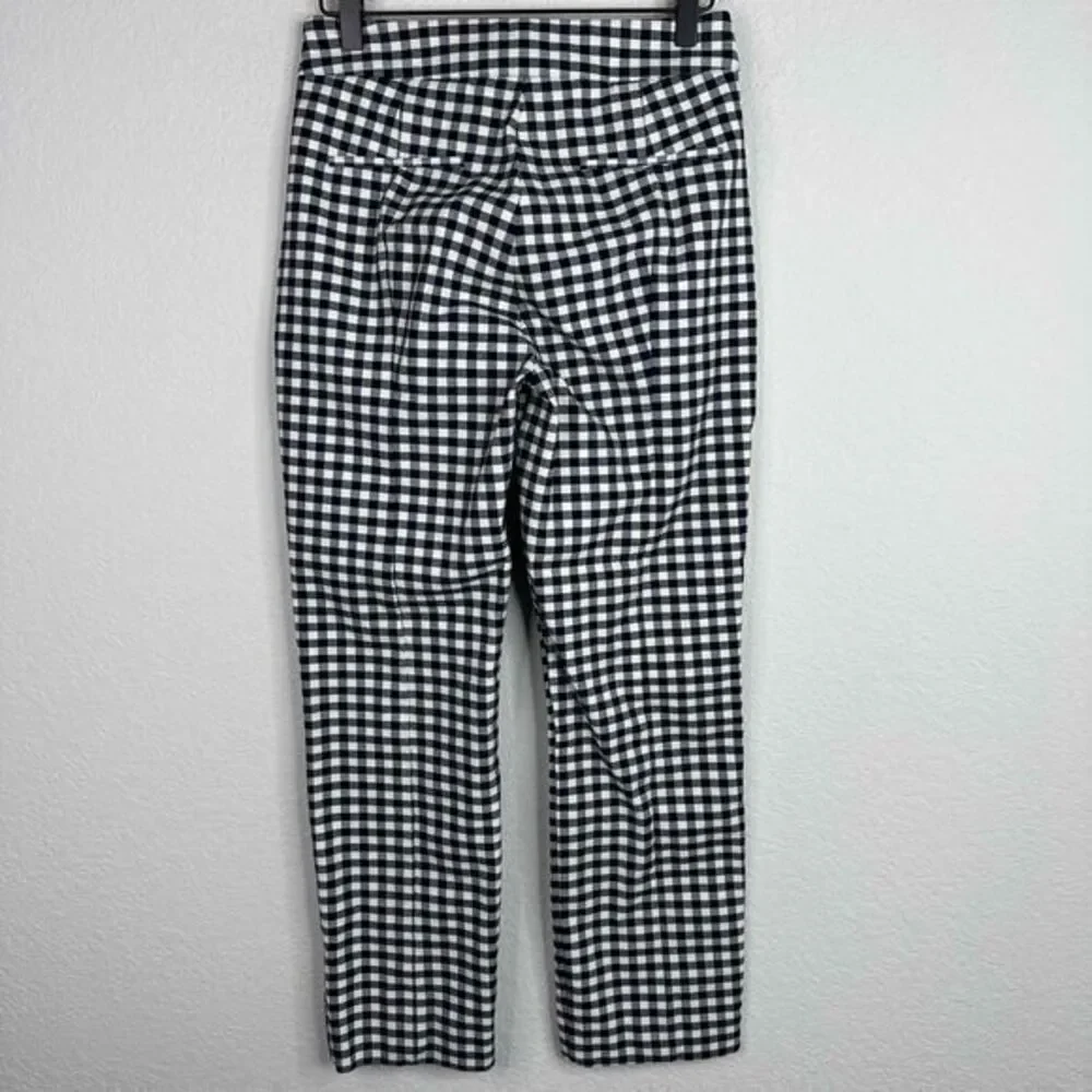 J. Crew Pants Womens Size 2 Blue White Gingham Plaid Straight Leg Ankle‎ Career